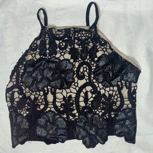 Charlotte Russe Black Floral Lace Crop Top